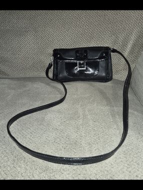 Stone Mountain Accessories Black Patent Front Flap Crossbody Bag